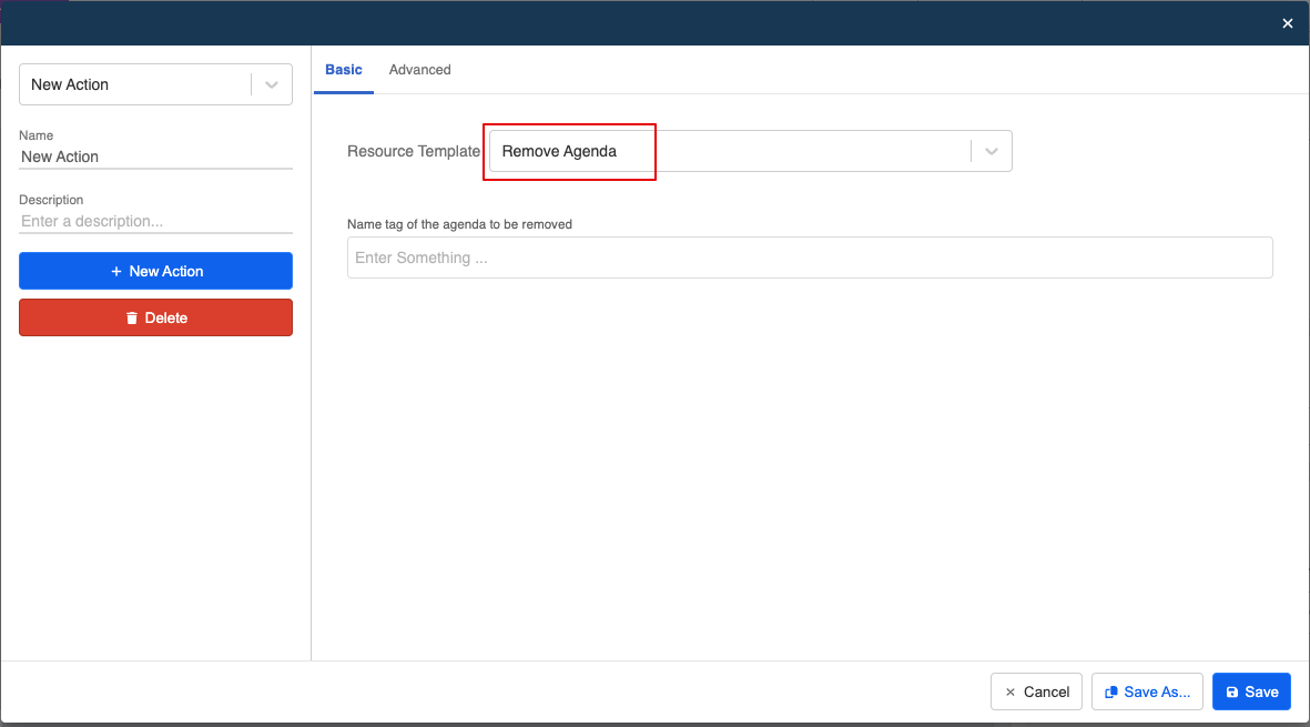 Input Tag to Remove Agenda